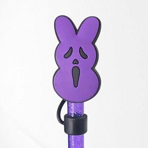 Ghost Face  x Peeps inspired Halloween Bunny Silicone Straw Topper. Fits 10mm